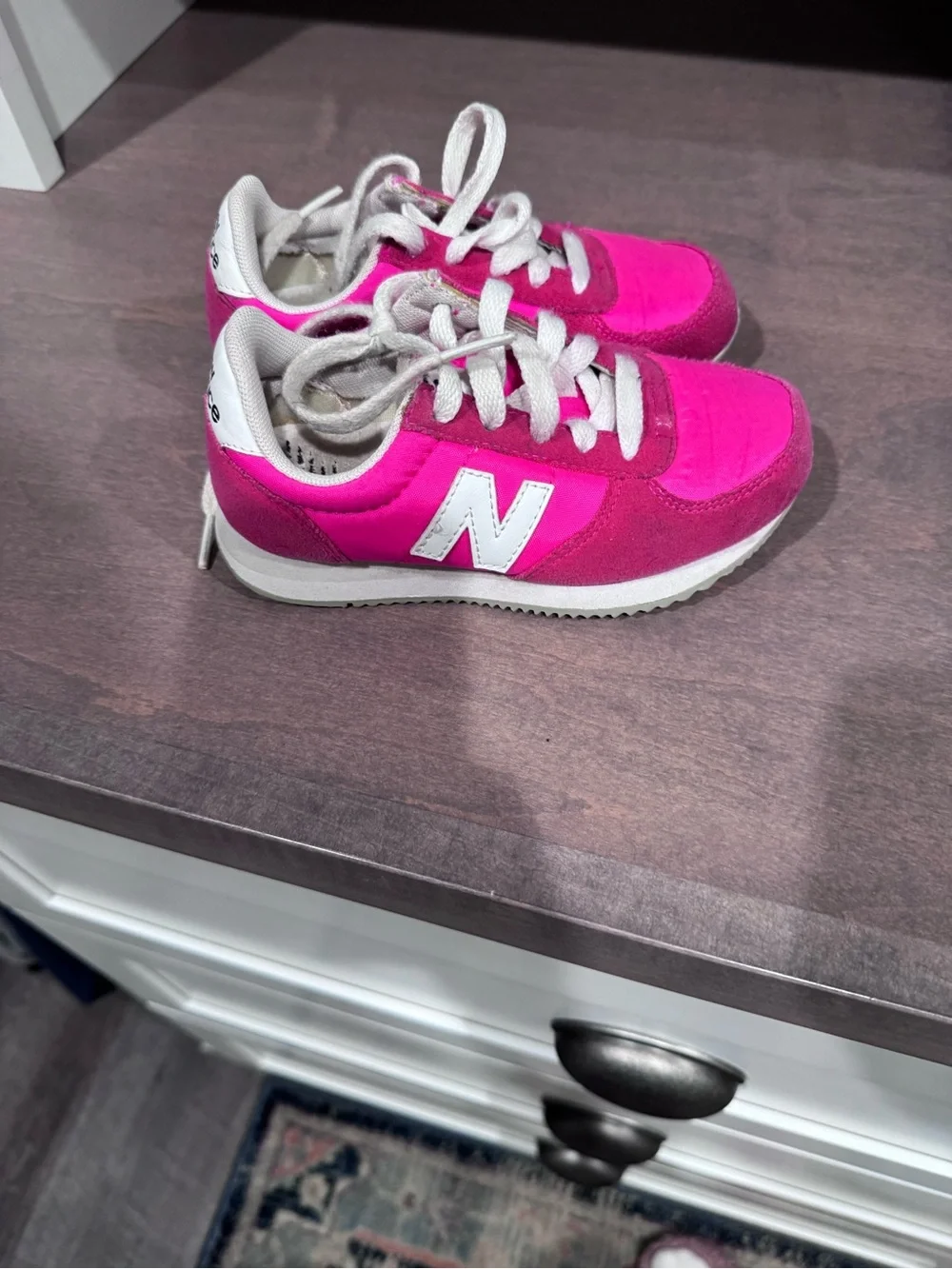 New Balance Hot Pink and White Kids Sneakers